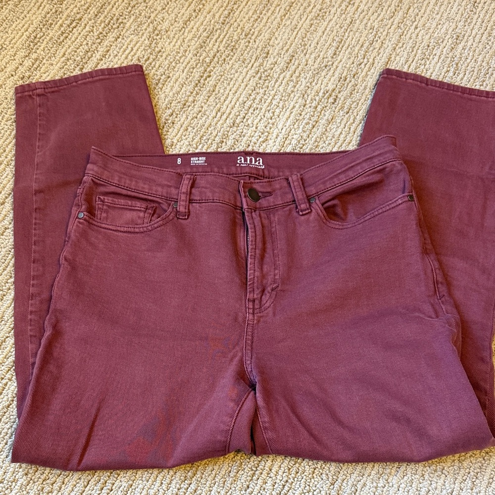 a.n.a Women's Dark Red Straight Leg Jeans